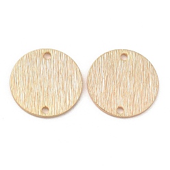 Настоящее золото 18K Подвески из латуни, текстурированные плоские круглые звенья, реальный 18 k позолоченный, 15x1 мм, отверстие : 1.4 мм