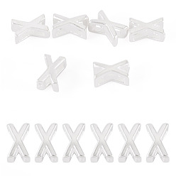 Letter X 6шт. 925 полые бусины с инициалами из стерлингового серебра, серебряные, Письмо X, 5.5~6x3.5~4x3 мм, отверстие : 3.5~4x1.3~1.7 мм