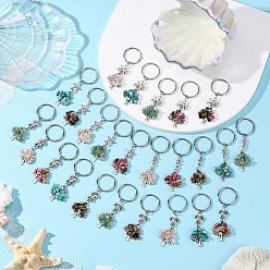 Смешанные камни 25шт стили тибетский стиль сплав смешанный камень дерево жизни кайчиан, античное серебро, 74~78 мм