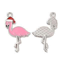 Flamingo Shape Рождественские эмали сплава подвески, долговечный, с блеском порошок, без кадмия, без никеля и без свинца, платина, форма фламинго, 30x18x1.4 мм, отверстие : 1.8 мм