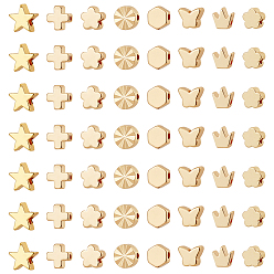 Золотой 80шт 8 стиль латунные бусины, разнообразные, золотые, 5~7x5~7.5x2.5~3 мм, отверстие : 1.2~1.6 мм, 10 шт / стиль