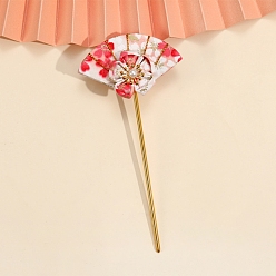 Rot Blumenfächer Stoff Haarstäbe, Haarschmuck für Frauen und Mädchen, rot, 150 mm
