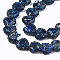 Steel Blue Natural Imperial Jasper Beads Strands, Heart, Dyed, Steel Blue, 9~10x10x5mm, Hole: 1.2mm, about 44~45pcs/strand, 15.55~15.94 inch(39.5~40.5cm)
