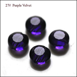 Индиго Имитация Австрийские кристаллические шарики, класс AAA, к 9 стекло, граненые, плоско-круглые, индиговые, 8x4 мм, отверстие : 0.9~1 мм