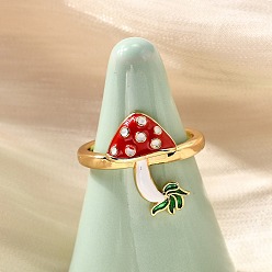 Настоящее золото 16K Латунные эмалевые регулируемые открытые манжеты для женщин, без кадмия и без свинца, гриб, реальный 16 k позолоченный, регулируемый; 17.5x11мм