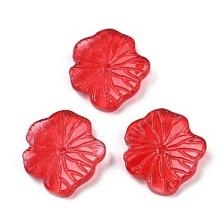 Красный Прозрачные стеклянные бусины, листьев лотоса, спекающийся лак, красные, 20x19.5x4.5~5 мм, отверстие : 1.2 мм