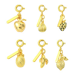 Mixed Shapes 6 шт 6 стили латунные подвески, с микро проложить кубического циркония, фрукты, разнообразные, 21.5~24 мм, 1 шт / стиль