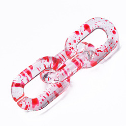 Crimson Transparent Acrylic Linking Rings, Quick Link Connectors, for Cable Chains Making, Oval, Crimson, 31x19.5x5mm, Inner Diameter: 8x20mm