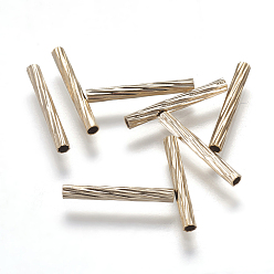 Light Gold Brass Tube Beads, Long-Lasting Plated, Light Gold, 15x2mm, Hole: 1.2mm