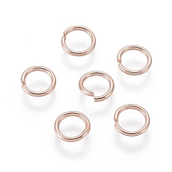 Rose Gold 304 Stainless Steel Open Jump Rings, Rose Gold, 18 Gauge, 7x1mm, Inner Diameter: 5mm