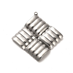 Stainless Steel Color 304 Stainless Steel Pendants, Rhombus Charm, Stainless Steel Color, 43x40.5x3.5mm, Hole: 2mm