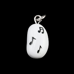 Musical Note Латунь эмаль подвески, овальные амулеты, платина, прелести музыкальных нот, 18x9x6.5 мм, отверстие : 3.5 мм