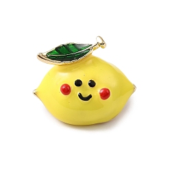 Лимон Брошь с эмалью из золотого сплава, изысканная булавка на лацкан для женщин и мужчин, фрукты, лимон, 15.5x21 мм