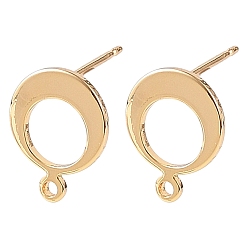 Echt 18 k vergoldet Shegrace Messing-Ohrstecker-Verschlüsse, runden Ring, mit Schleife, cadmiumfrei und bleifrei und nickelfrei, langlebig überzogen, echt 18 k vergoldet, 13x10 mm, Bohrung: 1.3 mm, Stift: 11x0.7 mm