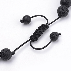 Lava Rock Natural Lava Rock Braided Bead Bracelets, 2-1/8 inch~3-1/8 inch(55~80mm)