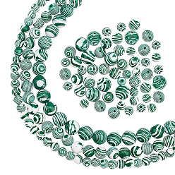 Vert 3 brins 3 brins de perles de malachite synthétiques de style, teint, ronde, verte, 1 brin / style