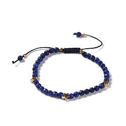Lapis Lazuli Natural Lapis Lazuli(Dyed) Braided Beaded Bracelets, with Brass Beads and Nylon Thread, 2-1/8 inch(5.4cm)~3-1/8 inch(8cm)