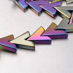 (966) Внутренний цвет Кристалл / Лиловато-лиловый на подкладке Гальванизировать немагнитных синтетический гематит нитей бисера, Буква V, с покрытием разноцветным, 16x17x3 мм, отверстие : 1 мм, около 35 шт / нитка, 15.7 дюйм