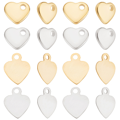 (52) Непрозрачная лаванда 80 шт. 4 стили 201 и 304 подвески из нержавеющей стали, штамповка пустой метки, сердце, разноцветные, 5~7.5x6~6.5x0.2~1 мм, отверстие : 1 мм, 20 шт / стиль