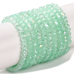 Аквамарин Запекание гальванических нитей стеклянных бусин, AB цвет, граненые, рондель, аквамарин, 3x2 мм, отверстие : 0.7 мм, около 135~140 шт / нитка, 32~34 см