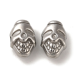 Stainless Steel Color Non-Tarnish 304 Stainless Steel Beads, Skull, Stainless Steel Color, 8.5x5.5x5mm, Hole: 1.6mm