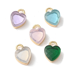 (52) Непрозрачная лаванда Латунь стекло амулеты, сердце, стойки покрытие, долговечный, без кадмия и без свинца, долговечный, разноцветные, 12.5x9x5 мм, отверстие : 2.5 мм
