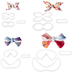 Белый 4 наборы 4 стили пластиковые глиняные прессованные формы, резцы глины, инструменты для лепки из глины, для изготовления серьги diy, бантом, белые, 25~50x12~36 мм