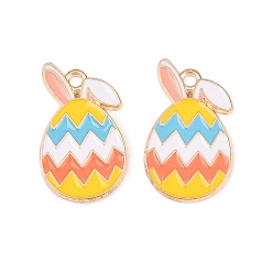 Разноцветный Подвески из сплава , с эмалью, Пасхальное яйцо с подвесками в виде кролика, золотой свет, красочный, 24x14x1 мм, отверстие : 2 мм