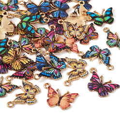 (52) Непрозрачная лаванда 36 шт 9 цвета эмалевые подвески из легкого золотого сплава, без кадмия, без никеля и без свинца, очарование бабочки, разноцветные, 15.6x21.7x1.6 мм, отверстие : 2 мм, 4 шт / цвет