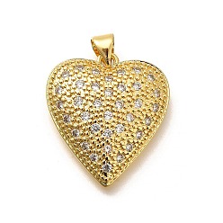 Настоящее золото 18K Стойка металлическая латунная микропрофилированная кубическая циркония подвески, долговечный, без свинца и без кадмия, сердце прелести, реальный 18 k позолоченный, 24x21.5x4.5 мм, отверстие : 5x3 мм