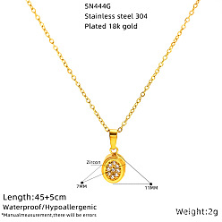 Oval 304 Stainless Steel Crystal Rhinestone Pendant Necklaces for Women, Real 18K Gold Plated, Oval, 17.72 inch(45cm), Pendant: 1.1x0.7cm