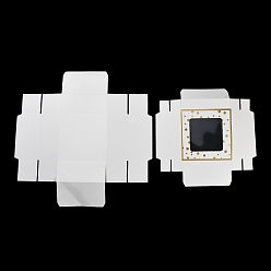 Белый Картонные подарочные коробки с золотым тиснением в горошек, с видимым окном, квадратный, белые, 18x18x7.8 см