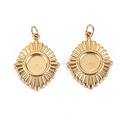 Настоящее золото 14K 304 Настройки кабошон из нержавеющей стали кулон, с прыжковых колец, овальные, реальный 14 k позолоченный, лоток: 1/4 дюйм (6 мм), 19x14x2 мм, Перейти кольцо: 3.8x0.5 мм, 2.8 мм внутренним диаметром