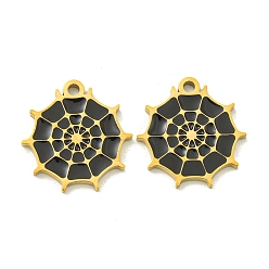 Другие Тема Хэллоуина ионное покрытие (IP) 304 эмалированные подвески из нержавеющей стали, золотые, паутины, 16x15x1.5 мм, отверстие : 1.4 мм