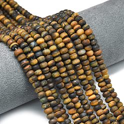 Тигровый глаз Природных тигровый глаз бисер нитей, матовые, рондель, 6x4 мм, отверстие : 1 мм, около 93~96 шт / нитка, 14.57''~14.76'' (37~37.5 см)