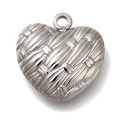 Нержавеющая Сталь Цвет Антикоррозийные 304 подвески из нержавеющей стали, шарма сердца, цвет нержавеющей стали, 13.5x13x3.2 мм, отверстие : 1.6 мм