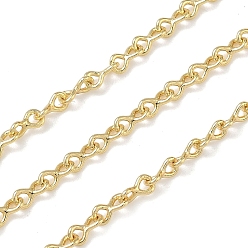 Настоящее золото 18K Латунные витые цепи, долговечный, стойки покрытие, без свинца и без кадмия, пайки, с катушкой, реальный 18 k позолоченный, 5x2.5x2.5 мм