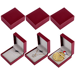 Красный Бумажные коробки для хранения ожерелий, портативный дорожный футляр для украшений (ожерельев), прямоугольные, красные, 8.2x6.95x3.4 см