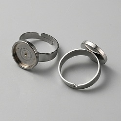 Нержавеющая Сталь Цвет 304 регулируемые настройки колец безеля из нержавеющей стали, плоско-круглые, цвет нержавеющей стали, внутренний диаметр: 17.2 мм, лоток : 12 мм