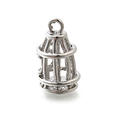 Платинированный Латунные подвески, без кадмия, без никеля и без свинца, прелести клетки, Реальная платина, 18x11 мм, отверстие : 2 мм