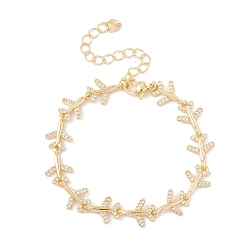 Настоящее золото 18K Браслет из звеньев самолета из прозрачного кубического циркония, украшения из латуни для женщин, без кадмия и без свинца, реальный 18 k позолоченный, 6-5/8 дюйм (16.9 см)