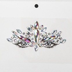 Colorful Acrylic Face Gems Stickers, Self Adhesive Temporary Tattoo, with Teardrop & Half Round & Horse Eye Rhinestones, Colorful, 0.45~3x0.45~0.95x0.2~0.5cm