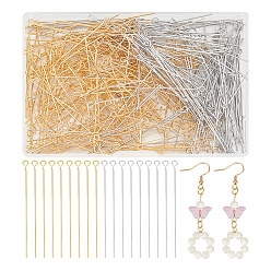 (52) Непрозрачная лаванда 400 шт. 2 цвета 304 штифты из нержавеющей стали, для изготовления ювелирных изделий, золотые и нержавеющая сталь цвет, 22 датчик, 50 мм, отверстие : 2 мм, штифты : 0.6 мм, 200 шт / цвет