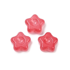 Малиновый Прозрачные стеклянные бусины, звезда, спекающийся лак, малиновый, 10.5x11x5 мм, отверстие : 1 мм