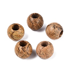 Пейзажный Джаспер Естественного изображения яшмы, гладкая рондель, бусины с большим отверстием, 20~20.5x17~18 мм, отверстие : 7.5~8.5 мм