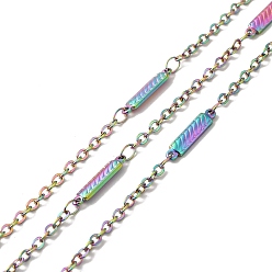 Rainbow Color Ионное покрытие (ip) 304 прямоугольные цепи из нержавеющей стали, с катушкой, пайки, Радуга цветов, 15x3x1.5 мм, 2.5x2x0.3 мм, около 32.81 футов (10 м) / рулон