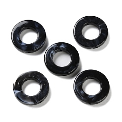 Черный Непрозрачные акриловые бусины, два тона, плоско-круглые, чёрные, 21x5 мм, отверстие : 2 мм, Около 208 шт / 500 г