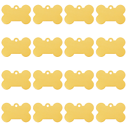 Gold Bone Aluminium Pendants, Stamping Blank Tag, Bone, Gold, 25x38x1mm, Hole: 3mm, 30pcs/box