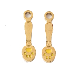 Золотистый 304 из нержавеющей стали шармы эмали, очарование отпечатка лапы, золотые, ионное покрытие (ip), золотые, 13.5x3.5x1 мм, отверстие : 1.4 мм
