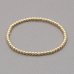 Golden Brass Round Beadas Bracelets, Stackable Bracelets for Women, Golden, 6.89 inch(17.5cm)